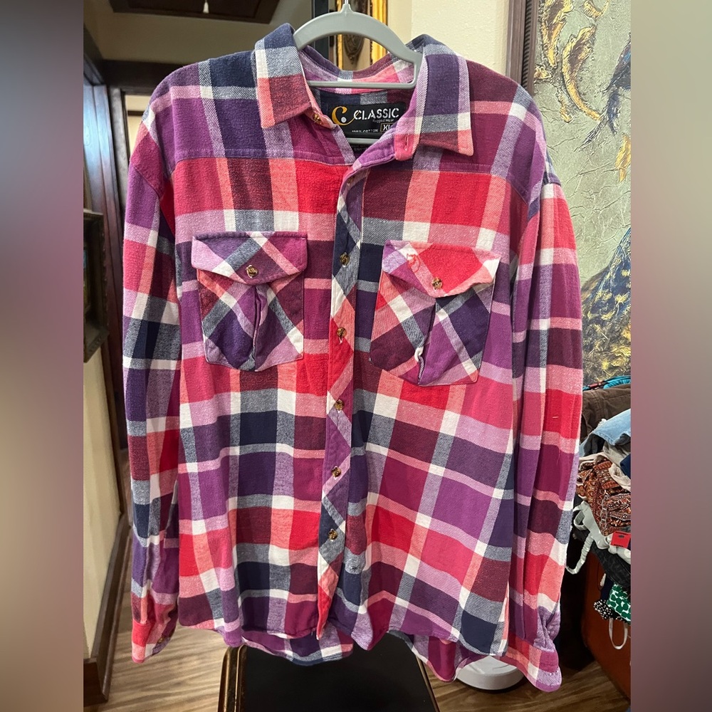 Classic Rugged Wear Red and Purple Flannel